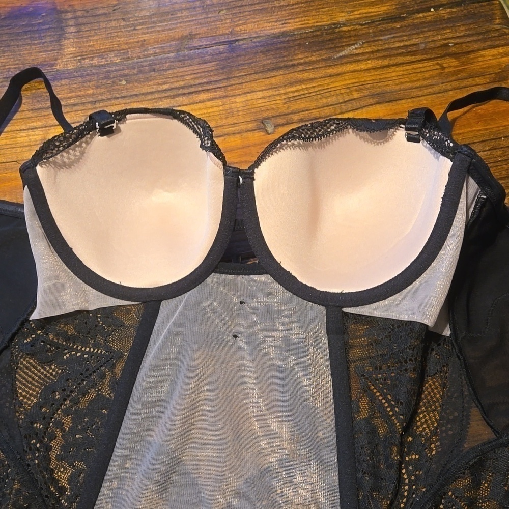 Rebecca Mir Hunkmuller Sexy Black Corset Bustier Bra Size 36C - Picture 7 of 7